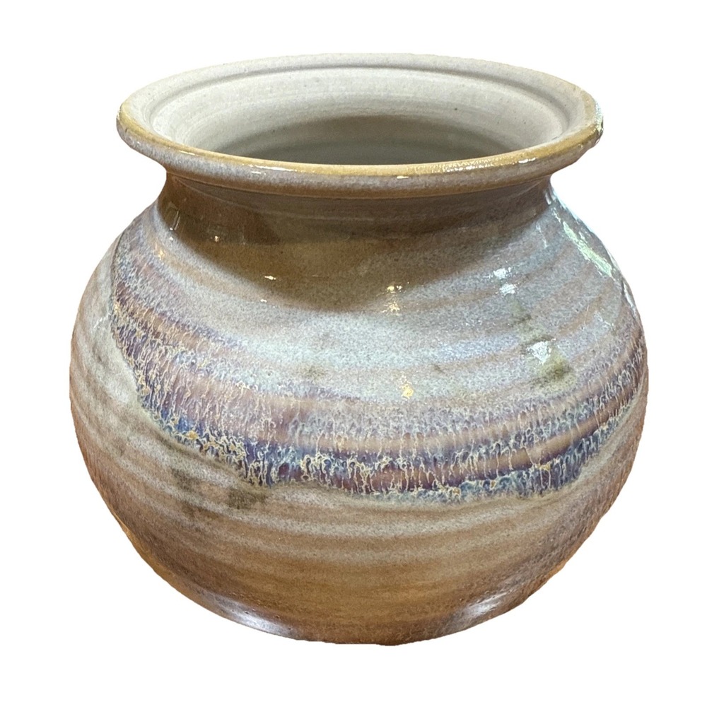 Susan Ammann Taos Signed Southwest Art Glazed Pottery Bowl Blue/Purple/Gray